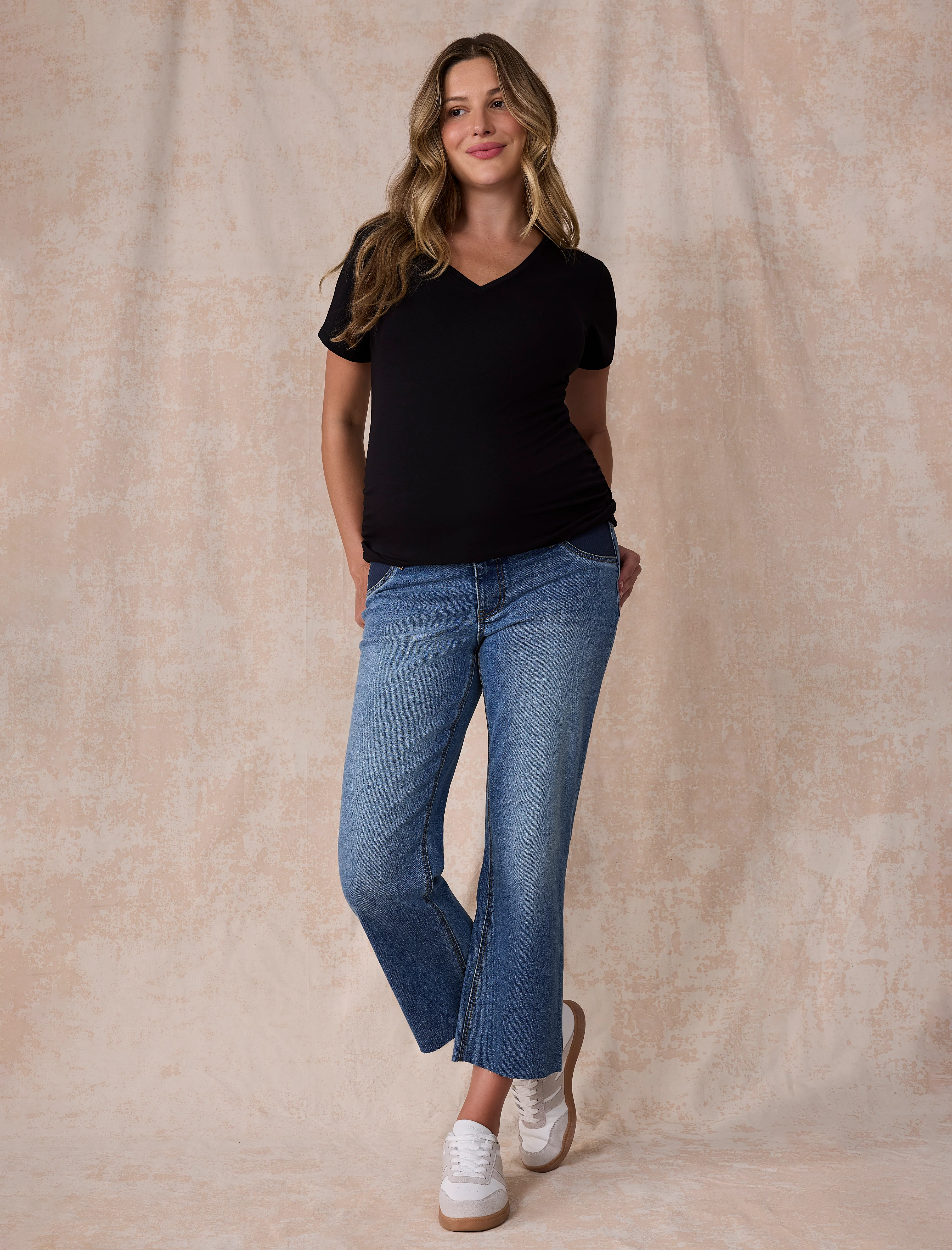 Crop Wide Leg Jeans with Elastic Pocket Inserts - Image 7