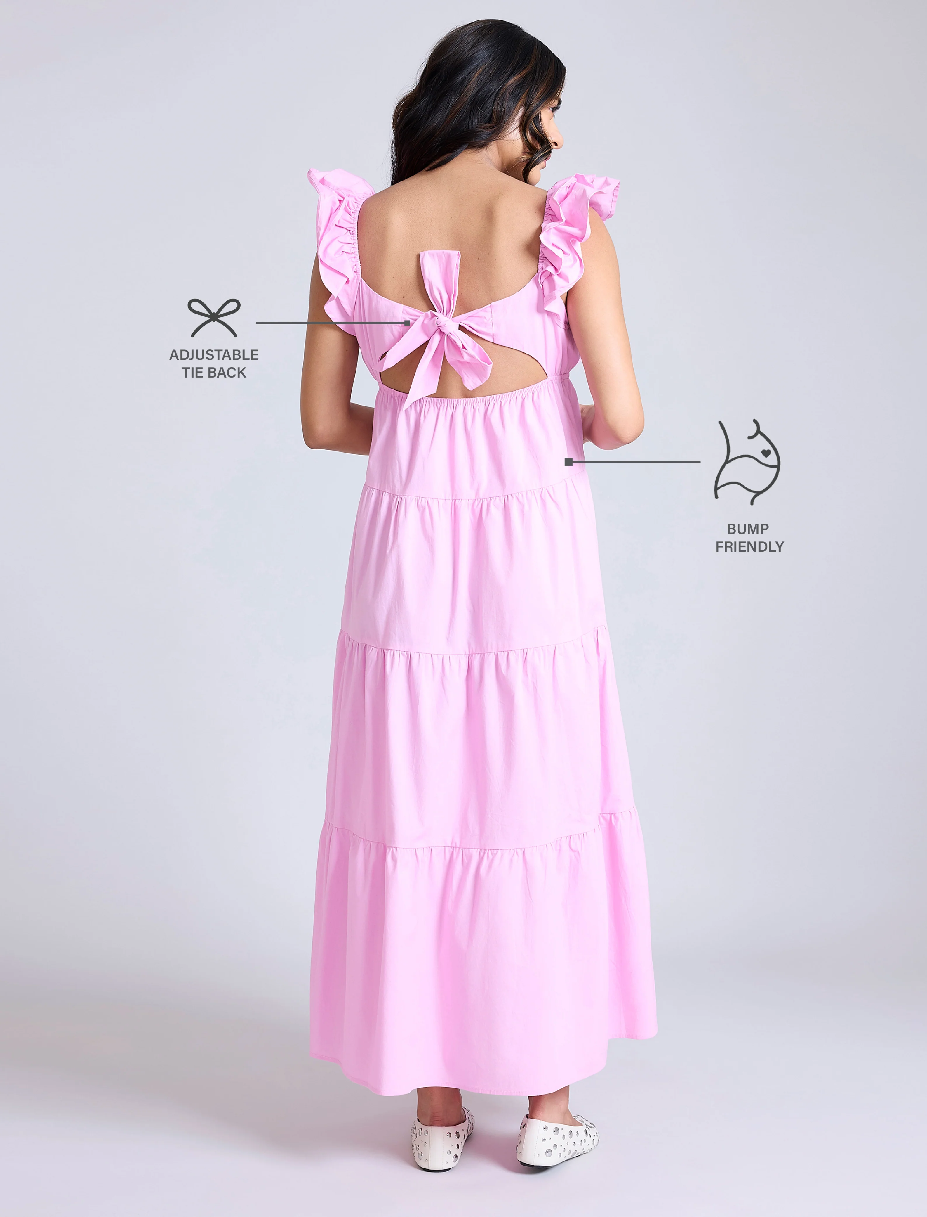 Empire Ruffle Sleeve Maxi Dress - Image 9