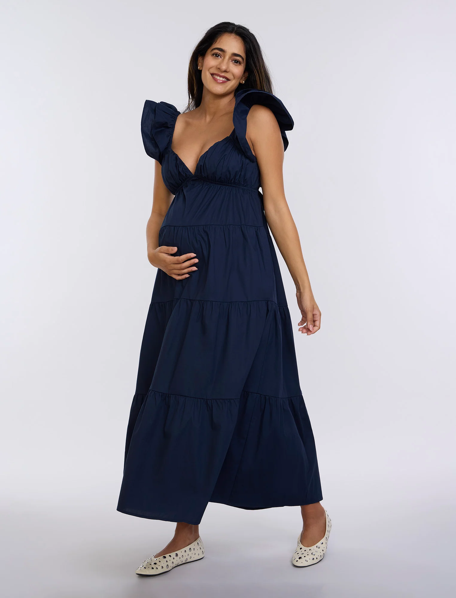 Empire Ruffle Sleeve Maxi Dress - Image 3