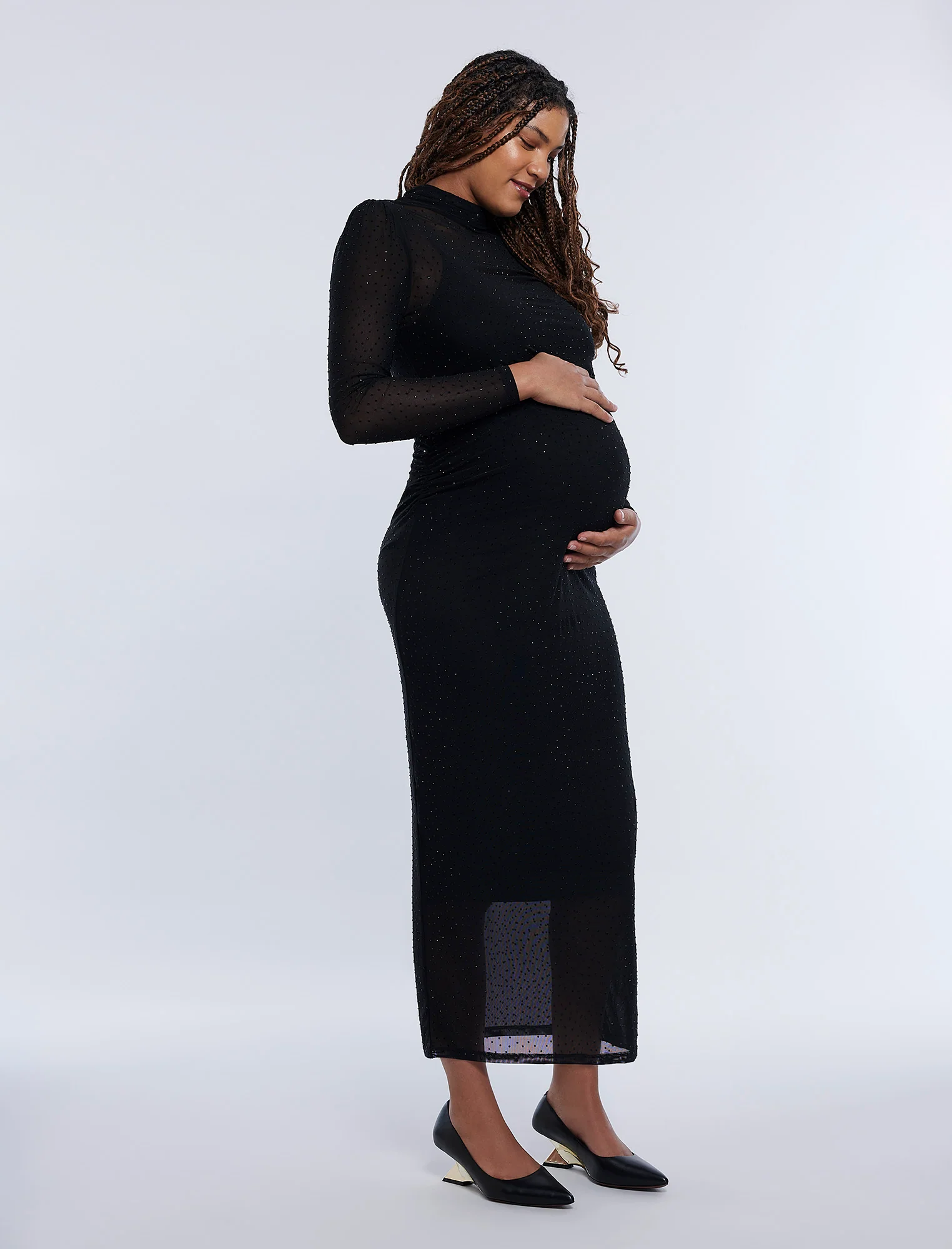 Long Sleeve Bodycon Maxi Dress in Mesh - Image 3