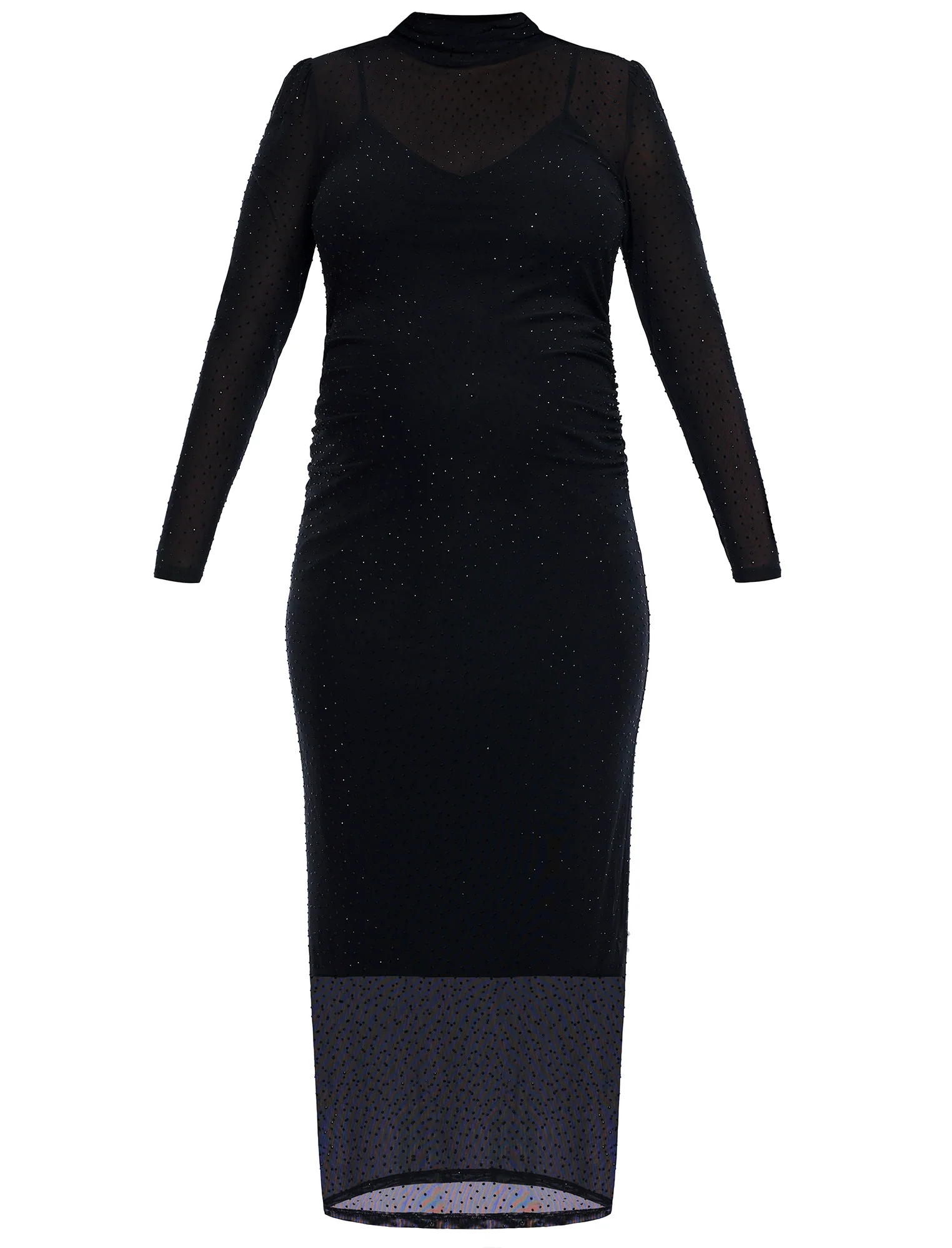 Long Sleeve Bodycon Maxi Dress in Mesh - Image 5