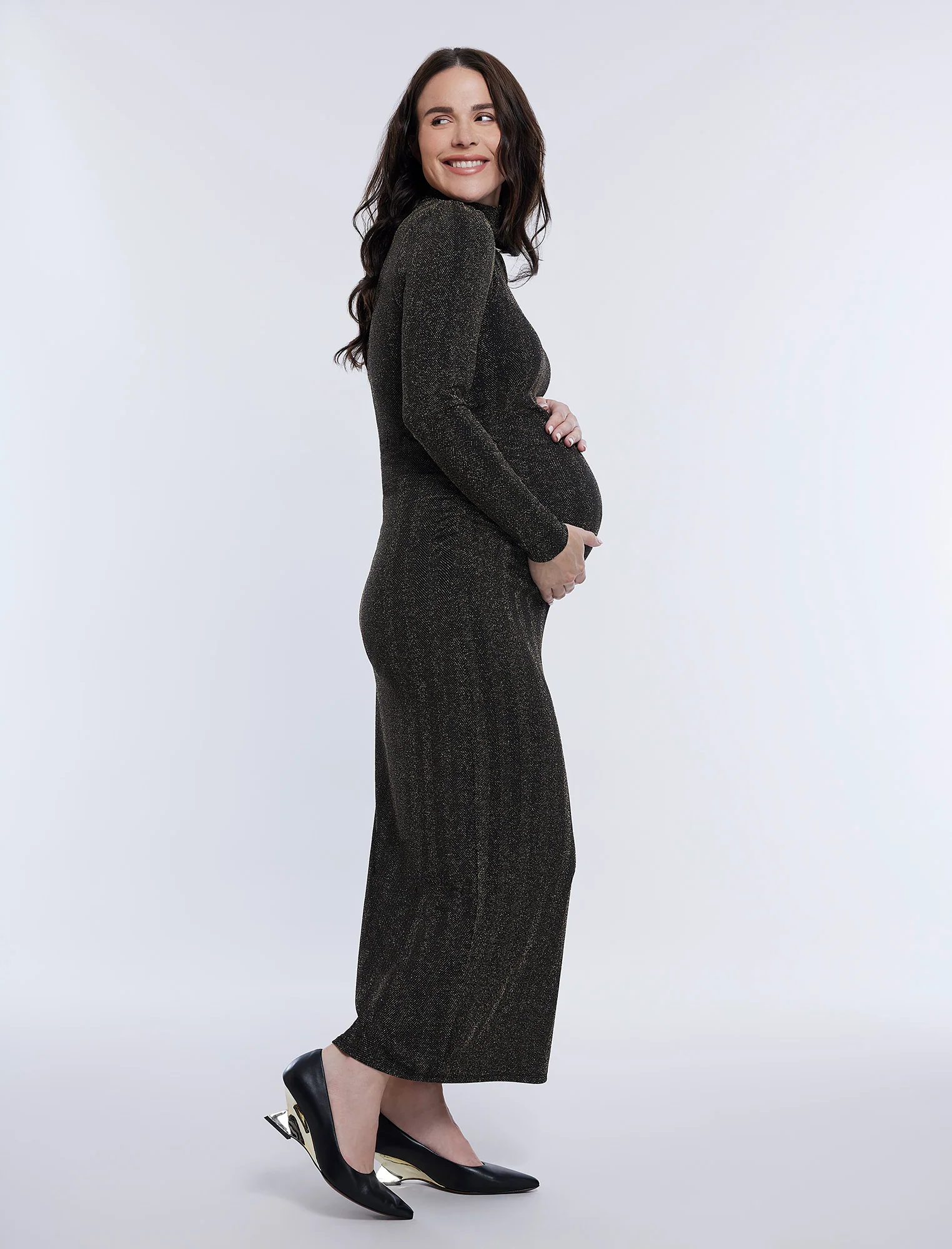 Long Sleeve Bodycon Maxi Dress in Lurex Knit - Image 4