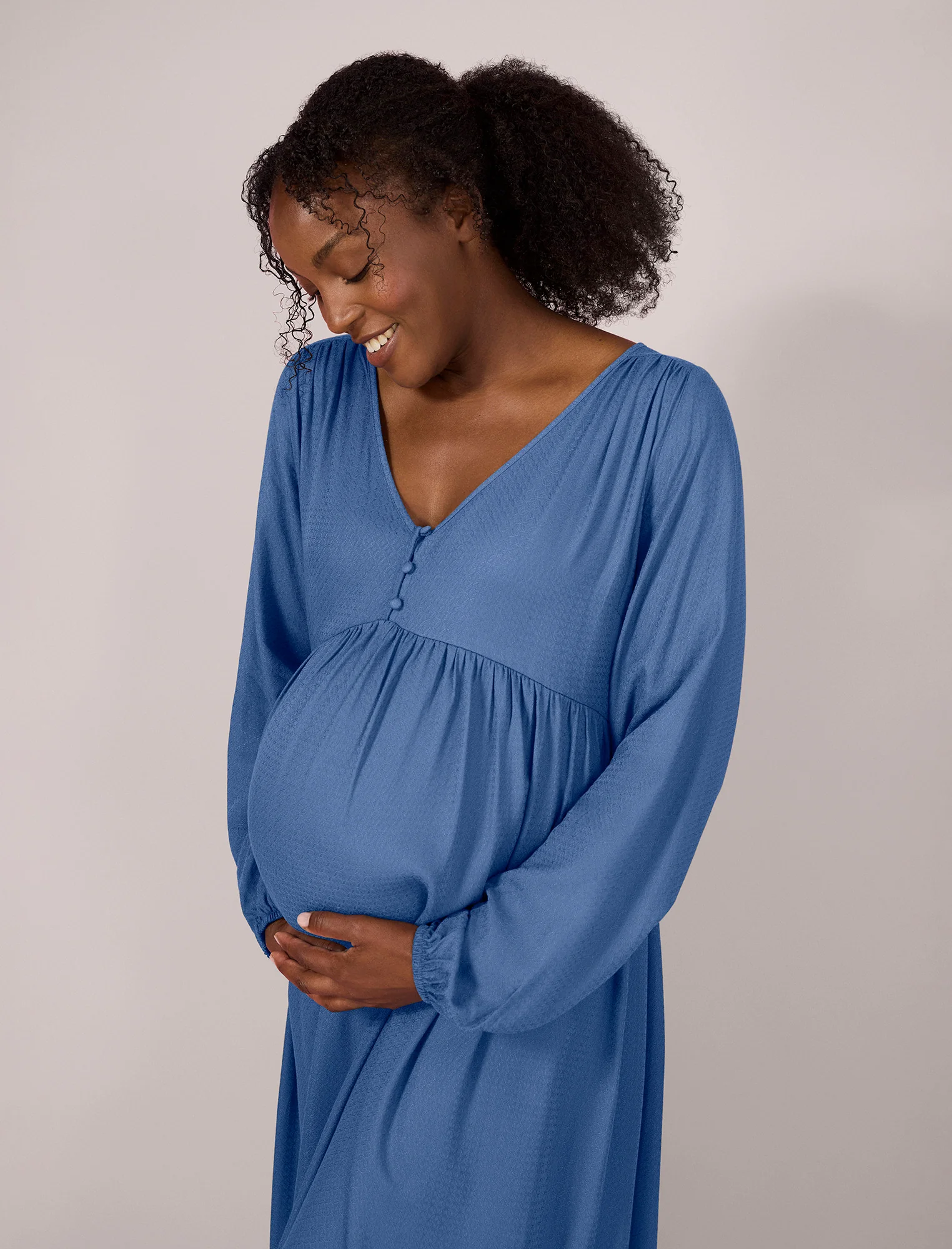 Long Sleeve Button Front Midi Dress - Image 6