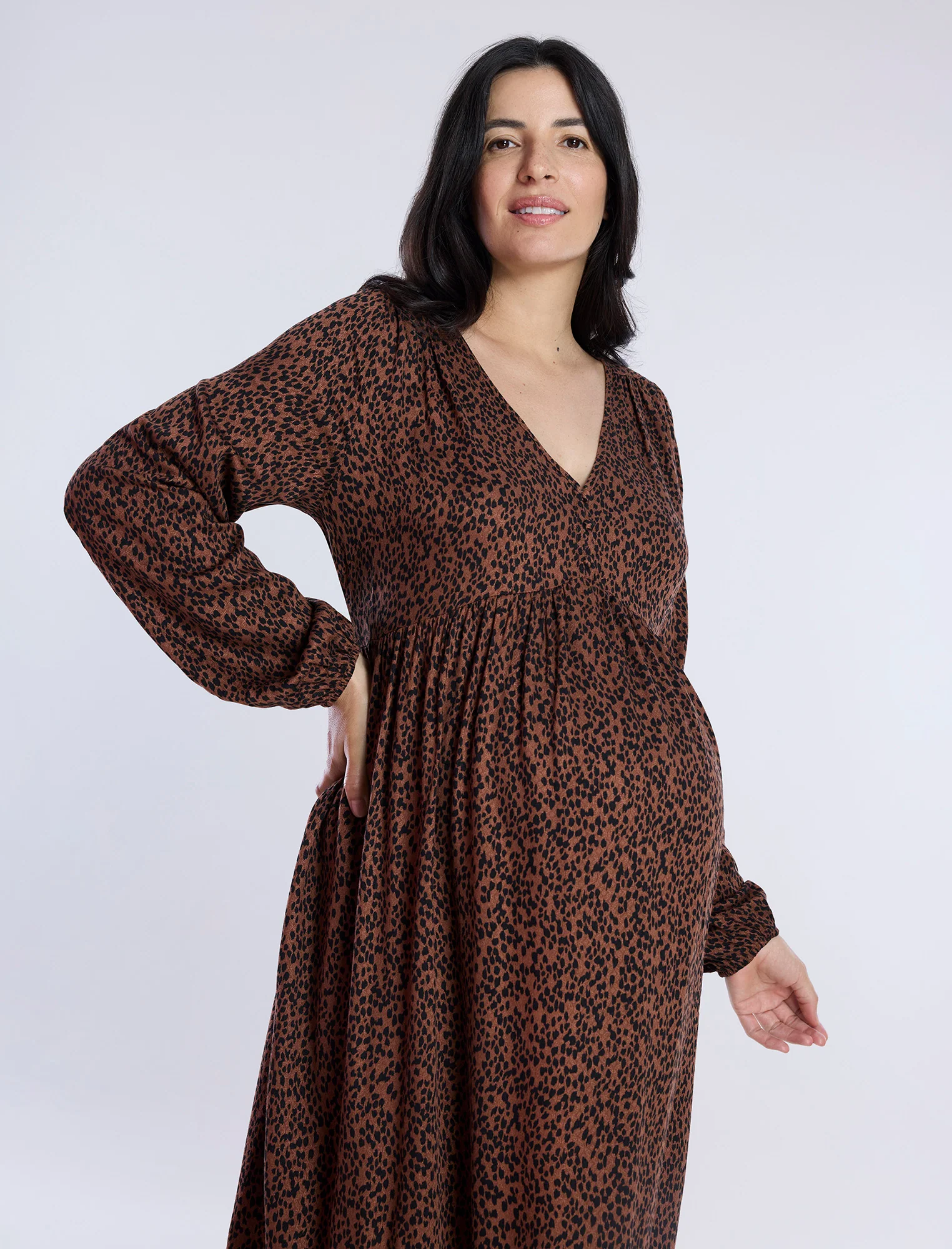 Long Sleeve Button Front Midi Dress - Image 4