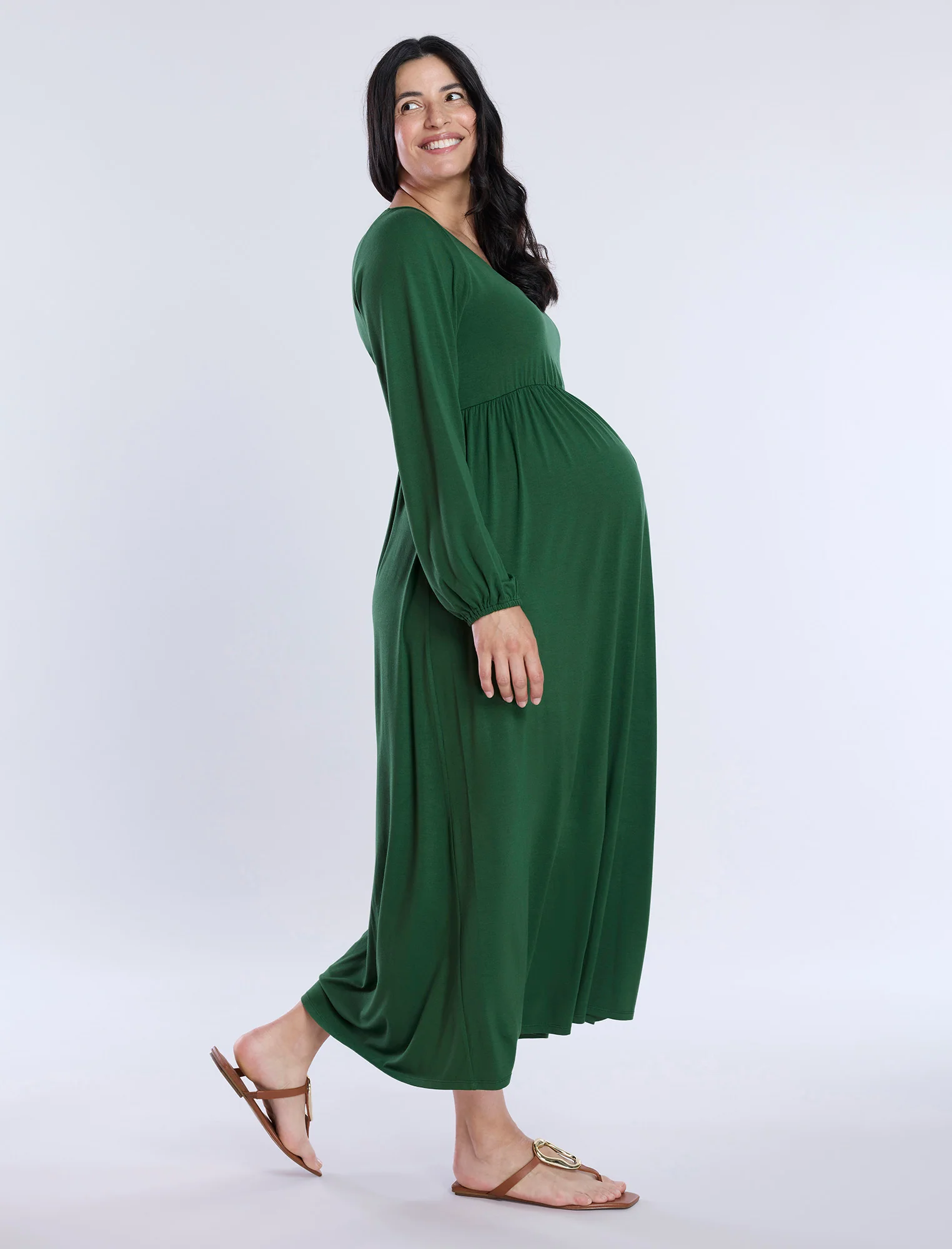 Long Sleeve Empire Waist Maxi Dress - Image 3