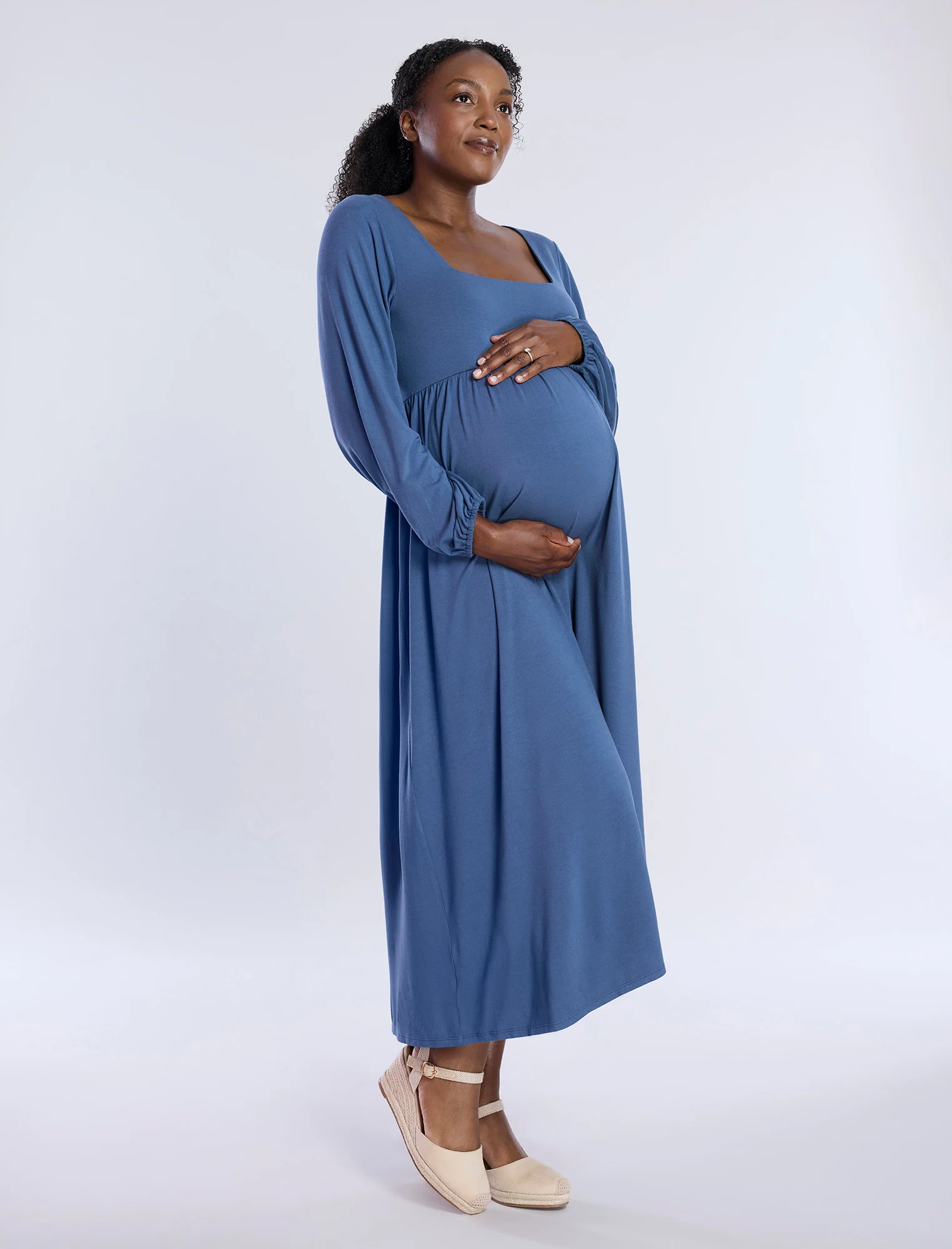 Long Sleeve Empire Waist Maxi Dress - Image 3