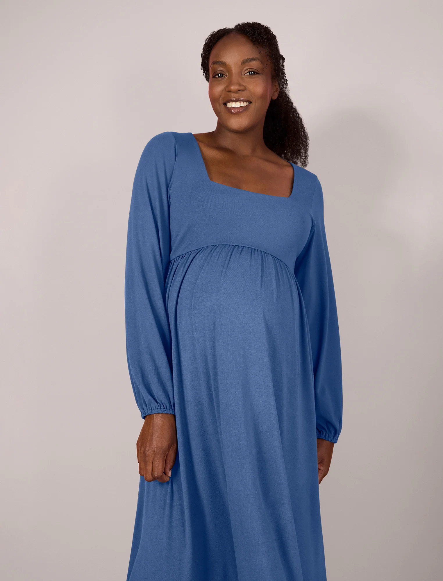 Long Sleeve Empire Waist Maxi Dress - Image 6