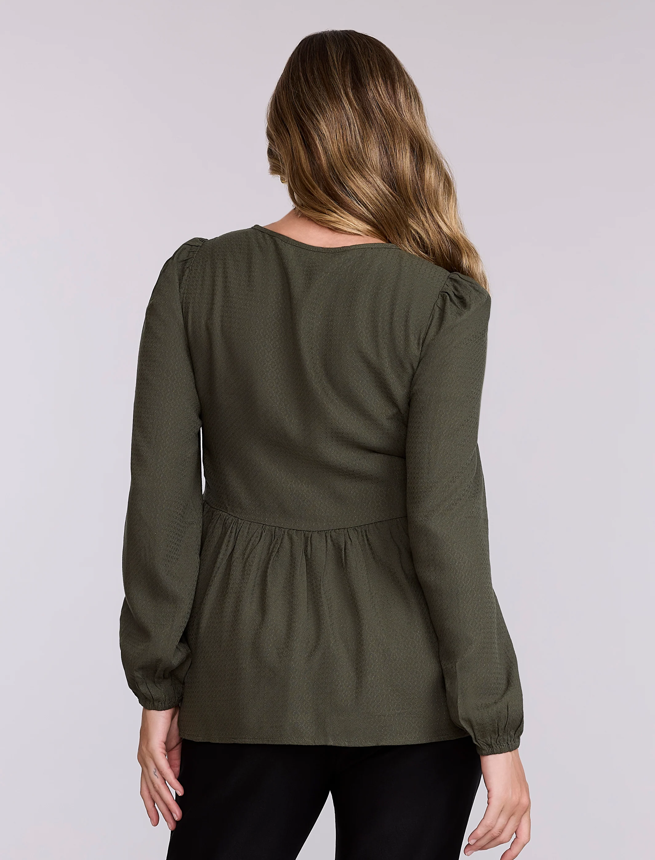 Long Sleeve Keyhole Blouse - Image 2