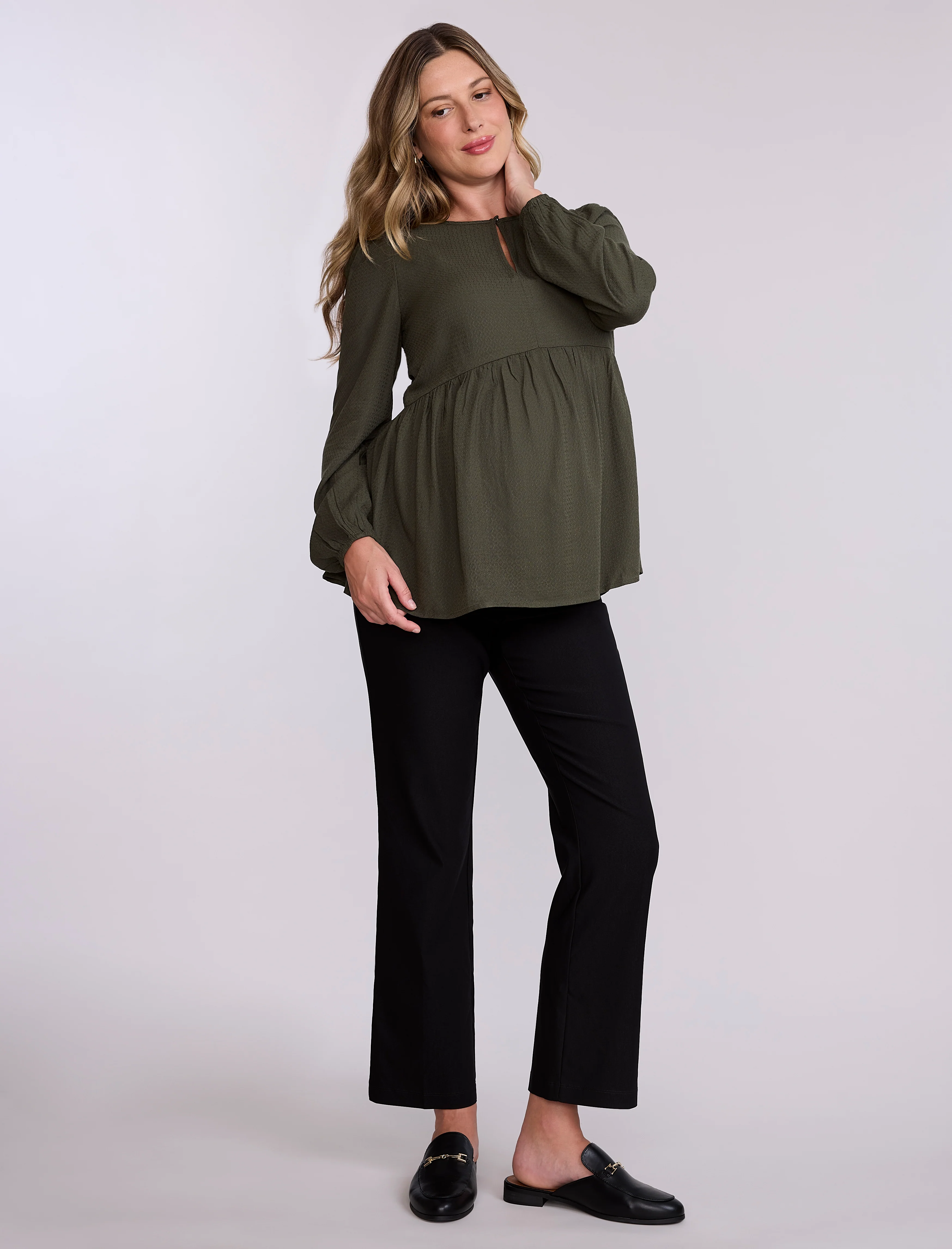 Long Sleeve Keyhole Blouse - Image 3