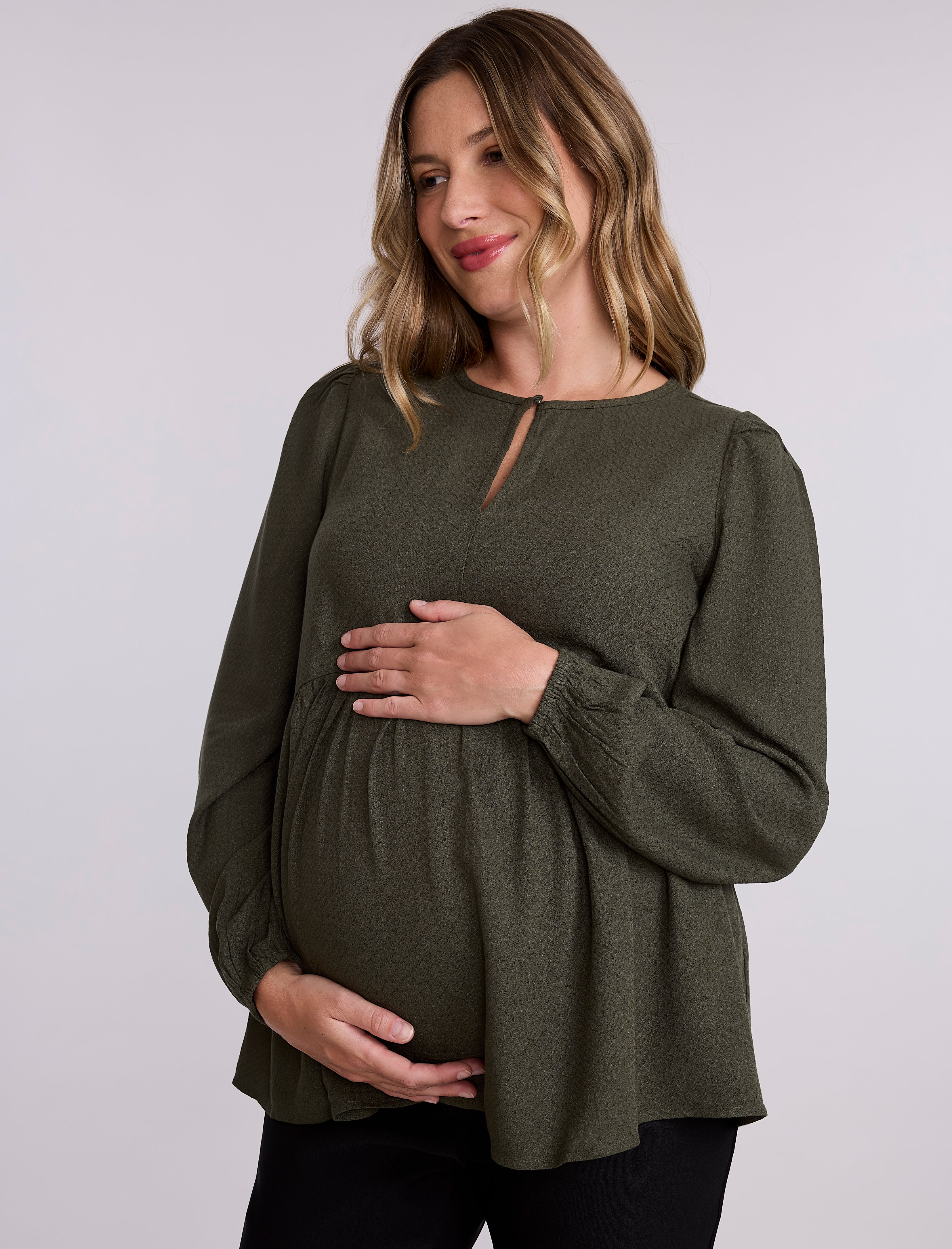 Long Sleeve Keyhole Blouse - Image 4