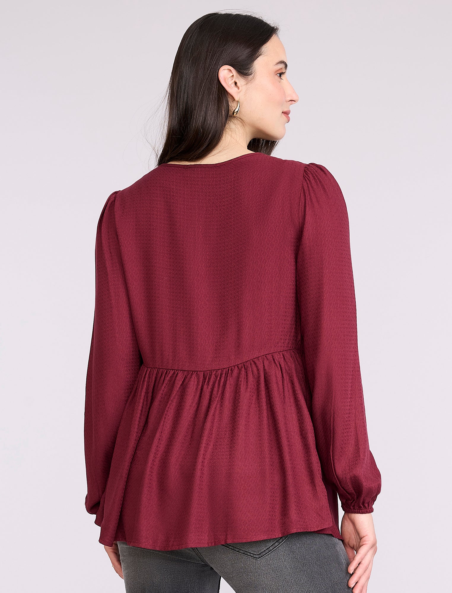 Long Sleeve Keyhole Blouse - Image 2