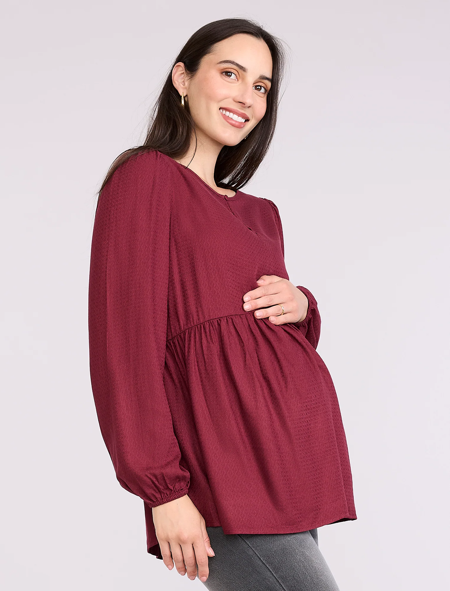 Long Sleeve Keyhole Blouse - Image 3