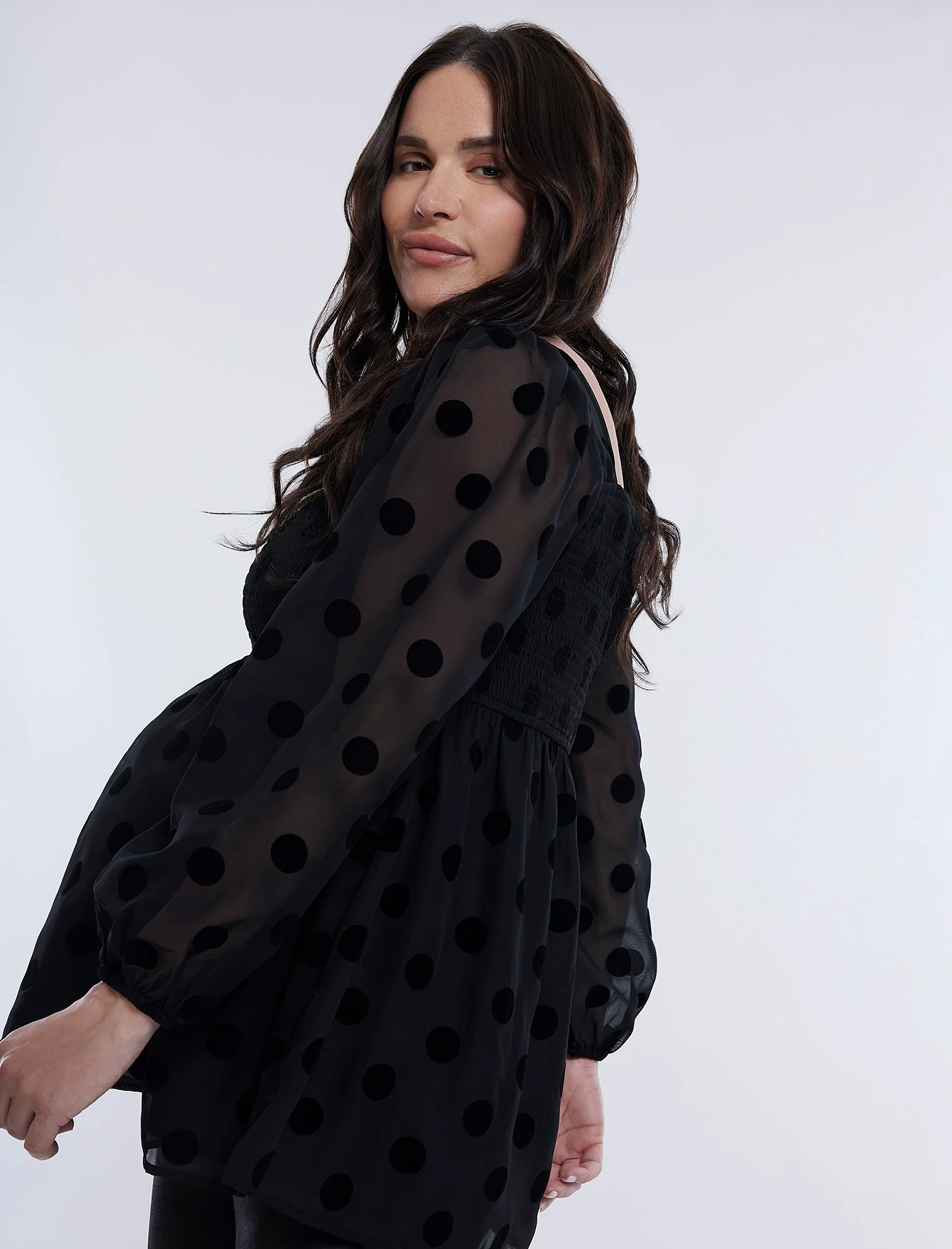 Long Sleeve Mocked Empire Waist Top - Image 4