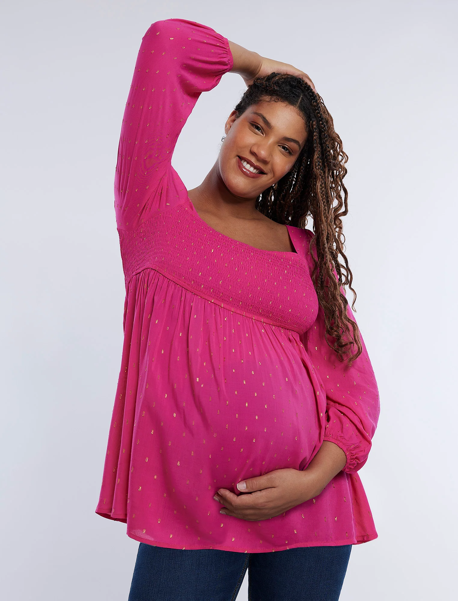 Long Sleeve Mocked Empire Waist Top - Image 4