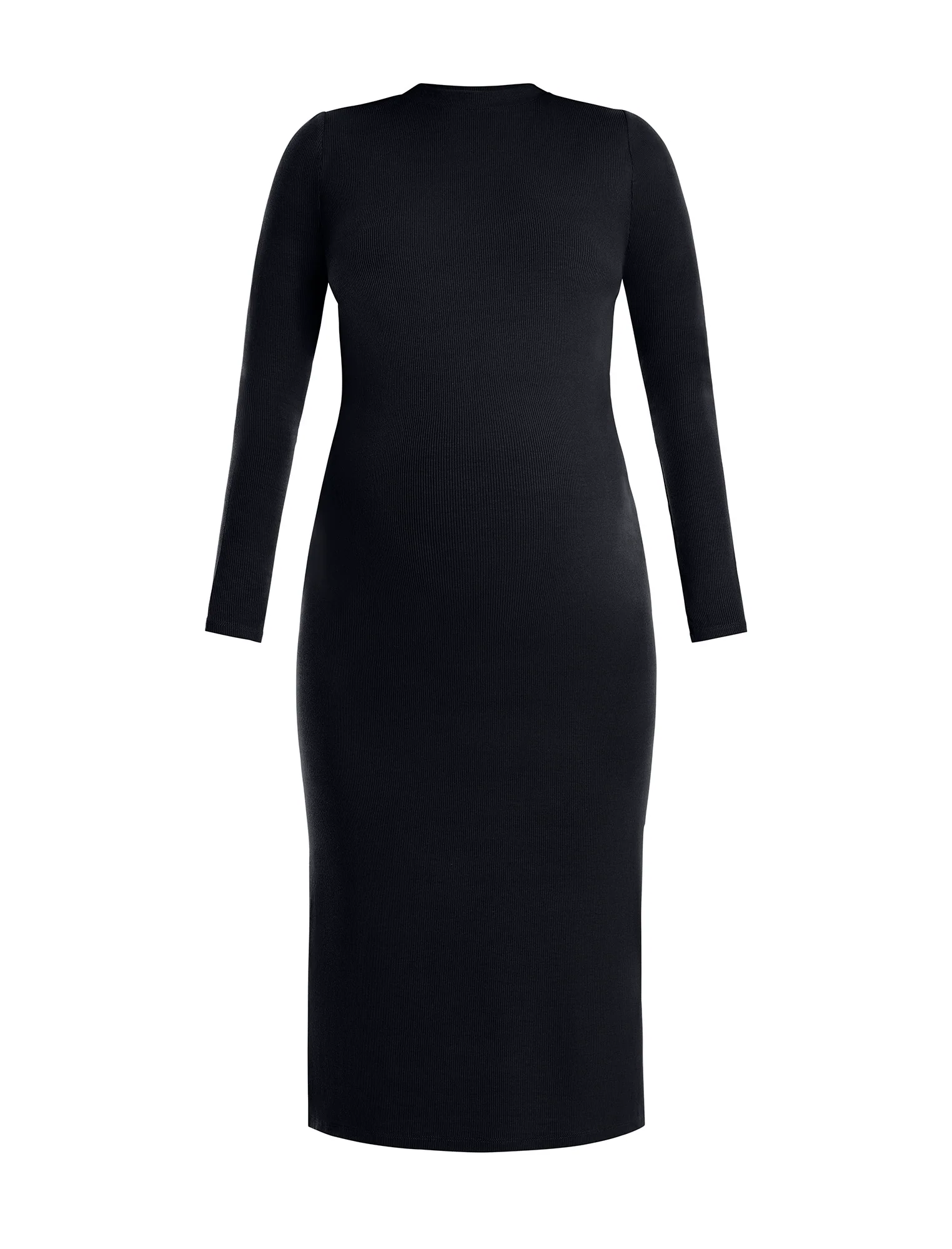 Long Sleeve Rib Knit Column Dress - Image 5