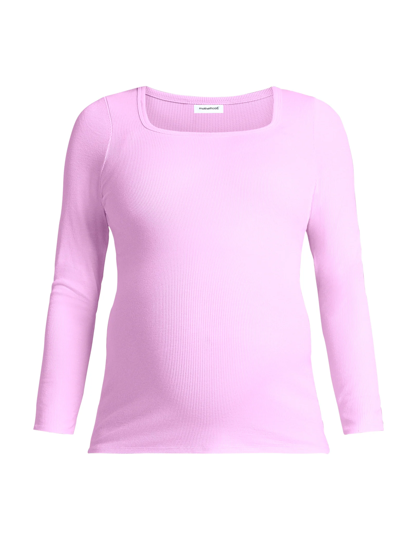 Long Sleeve Rib Knit Square Neck Tee - Image 6