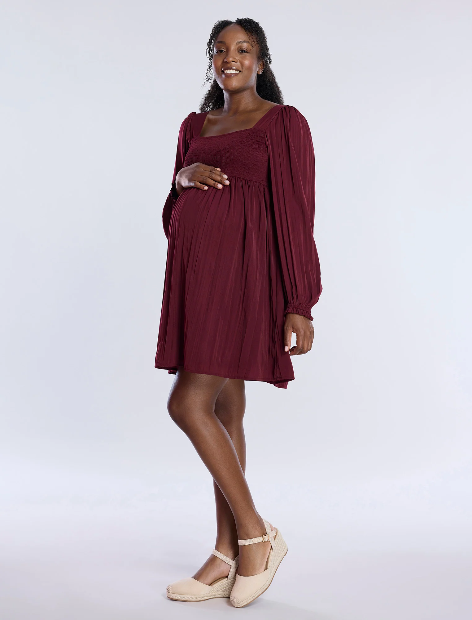 Long Sleeve Smocked Babydoll Dress - Image 3