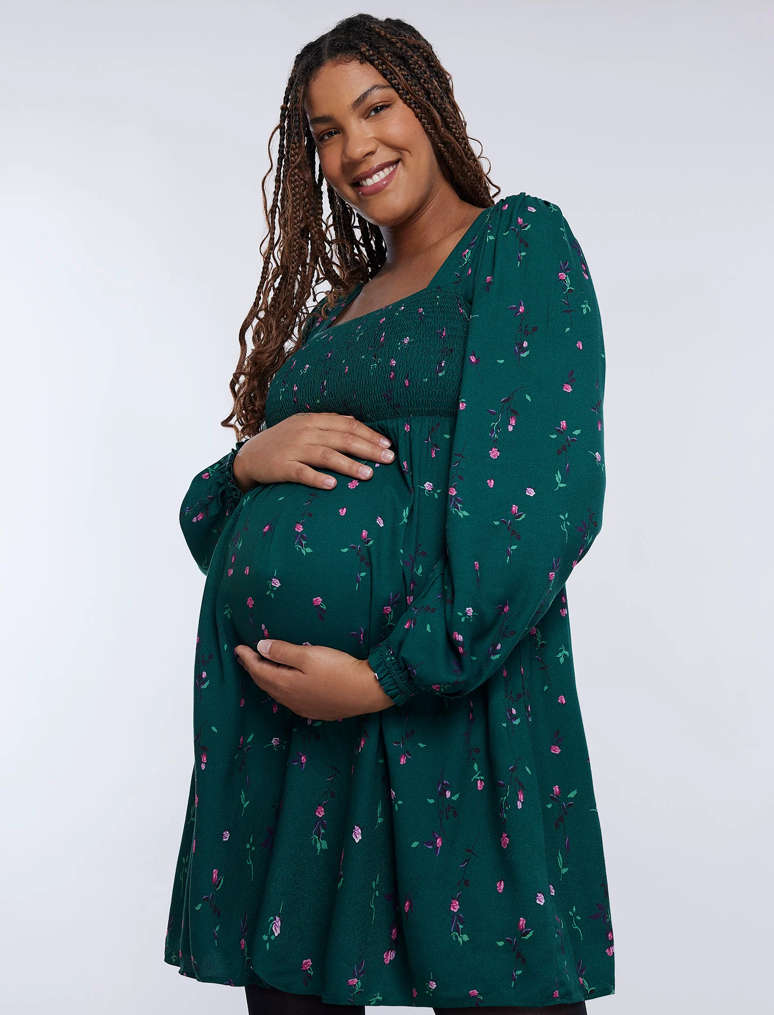 Long Sleeve Smocked Empire Waist Dress - Image 4