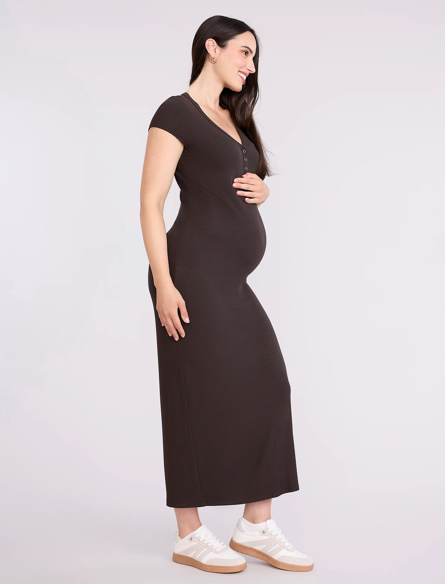 Maternity Henley Bodycon Maxi Dress - Image 3