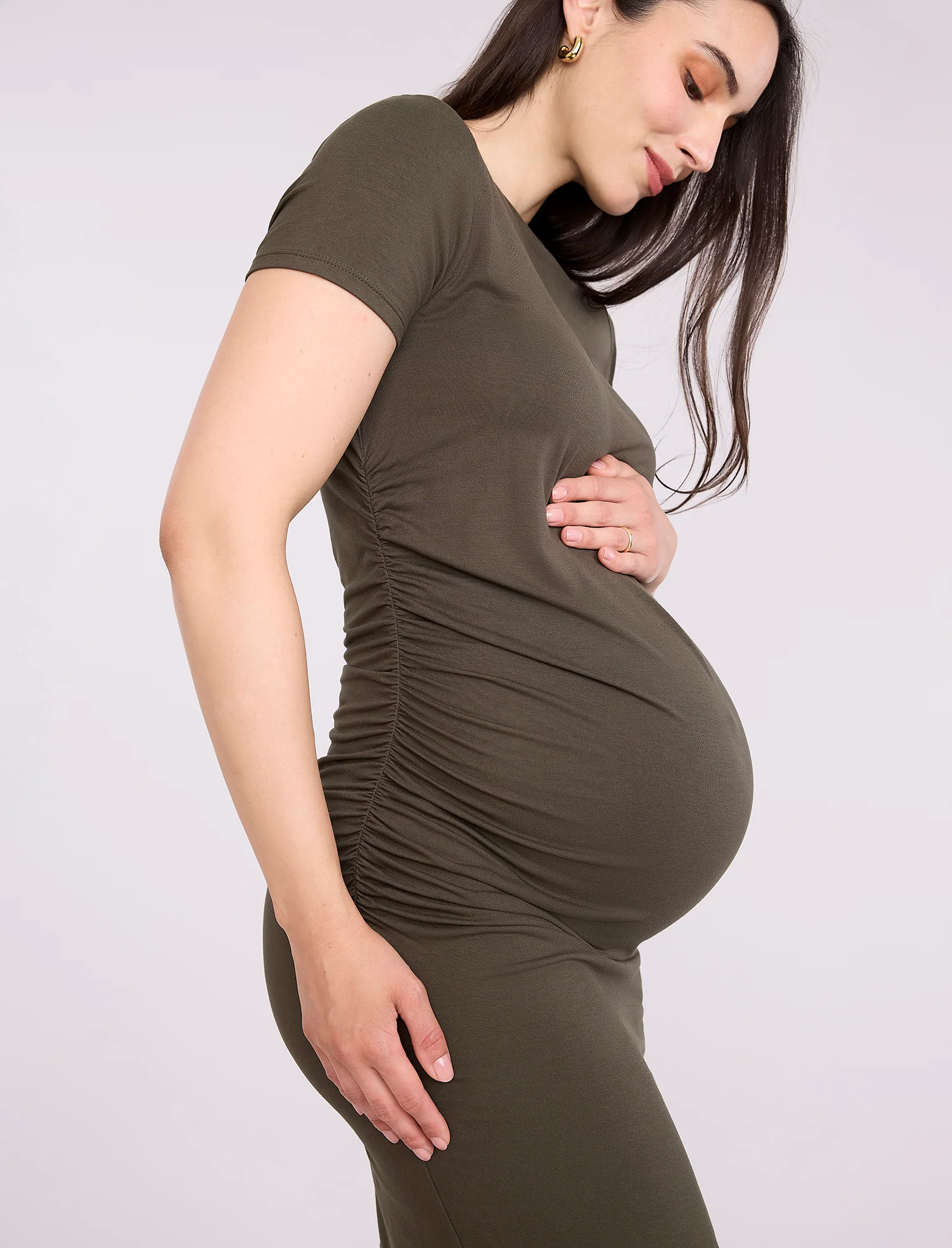 Maternity Ruched Bodycon Mini Dress - Image 4