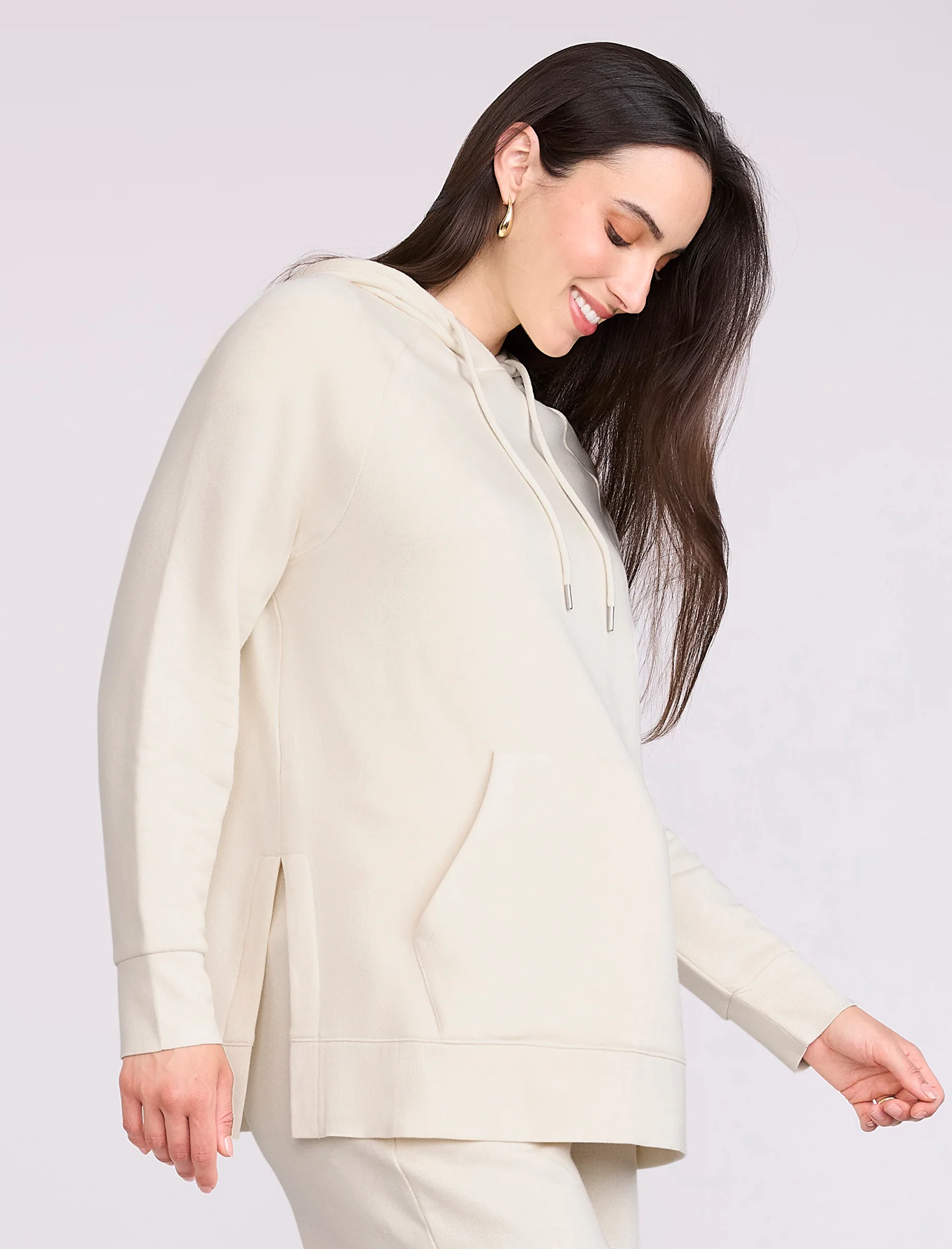 Maternity Tunic Hoodie with Side Slits - Image 3