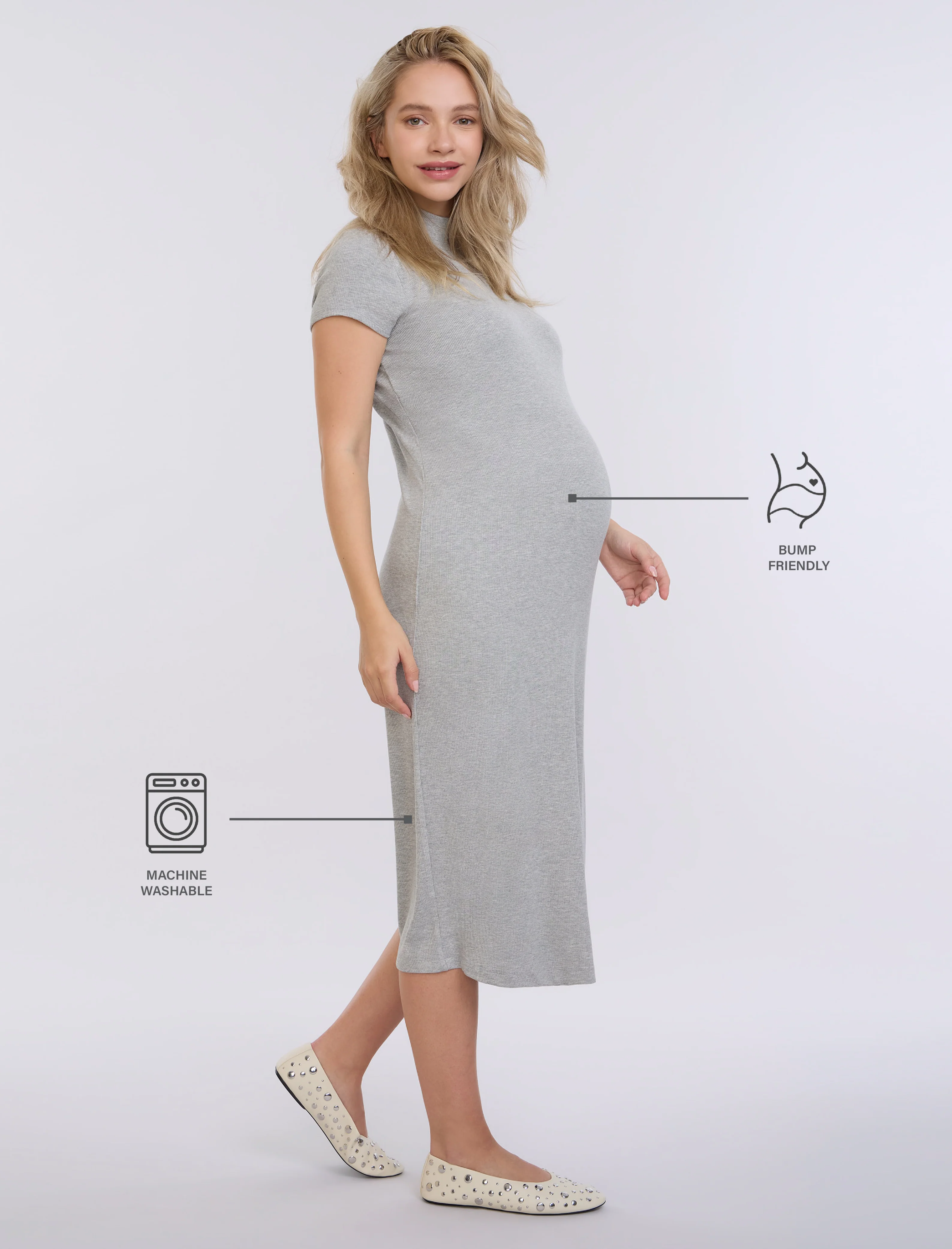 Mock Neck Rib Midi Dress - Image 8