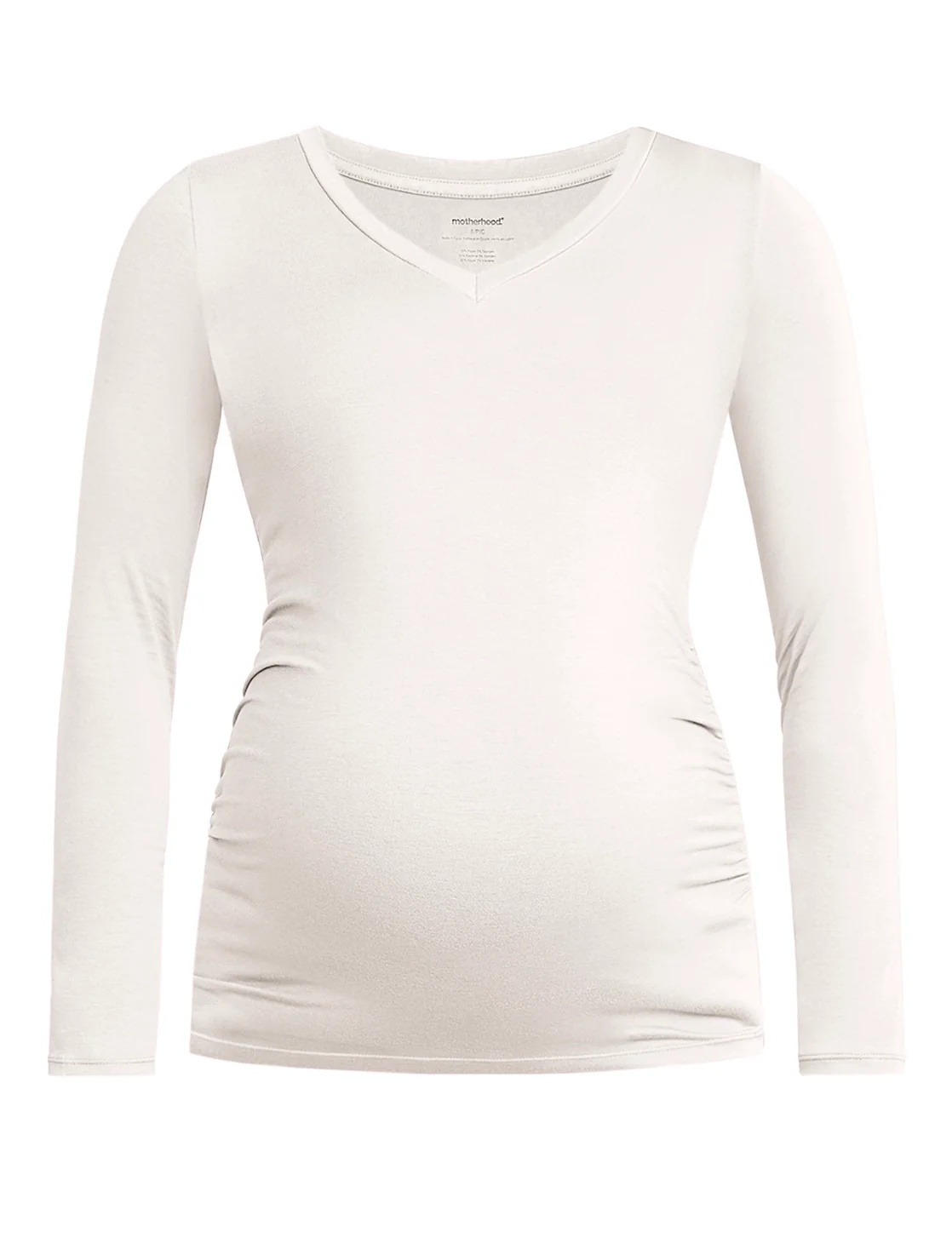 Side Ruched Long Sleeve V-Neck Maternity Tee - Image 6