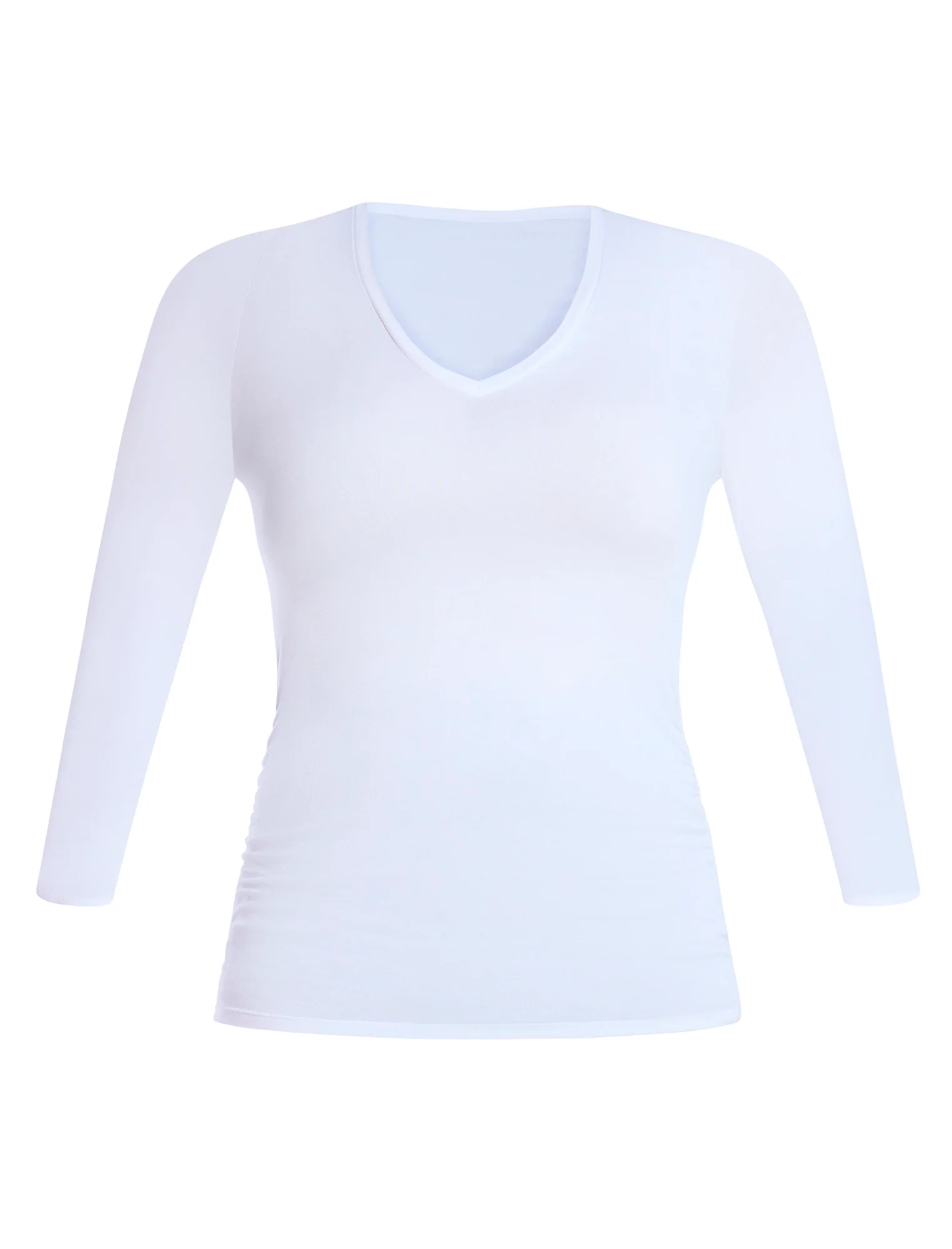Side Ruched Long Sleeve V-Neck Maternity Tee - Image 5