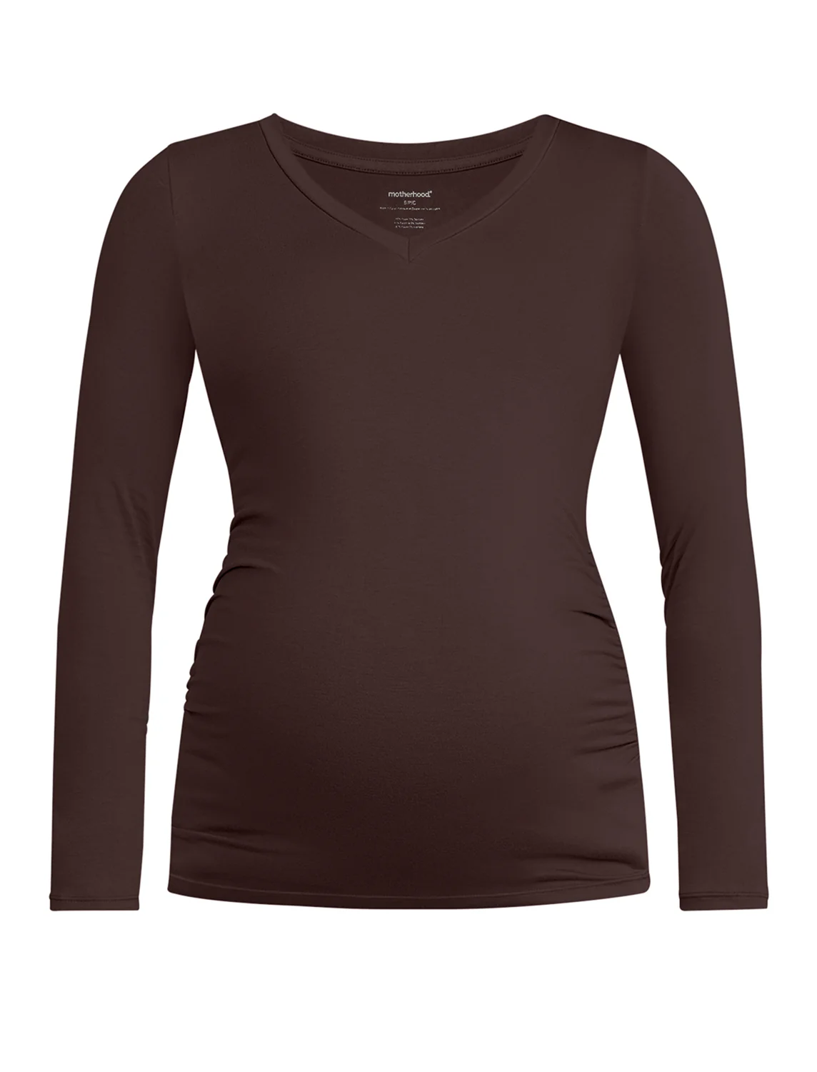 Side Ruched Long Sleeve V-Neck Maternity Tee - Image 6