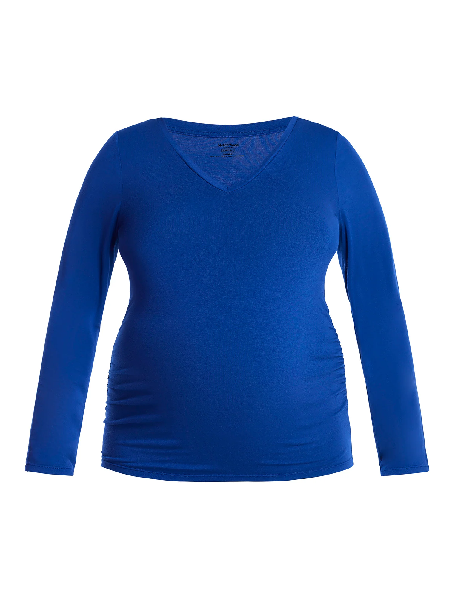 Side Ruched Long Sleeve V-Neck Maternity Tee - Image 5