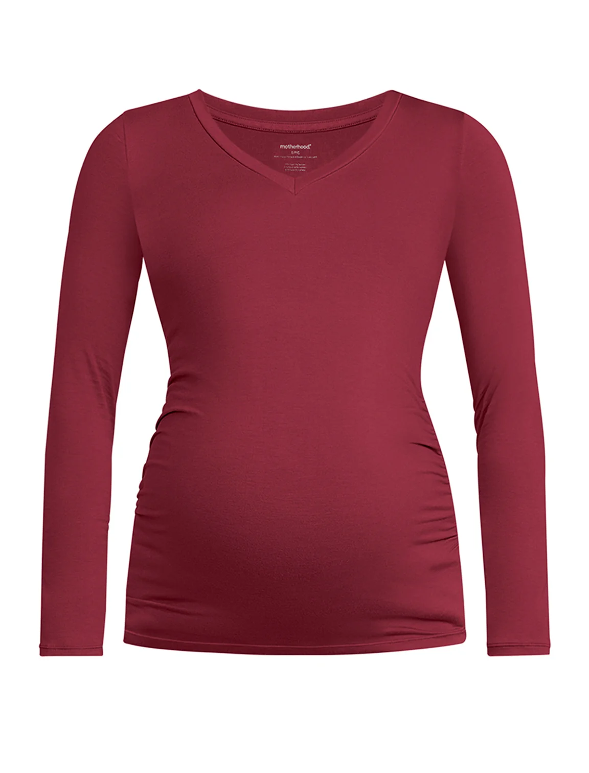 Side Ruched Long Sleeve V-Neck Maternity Tee - Image 6