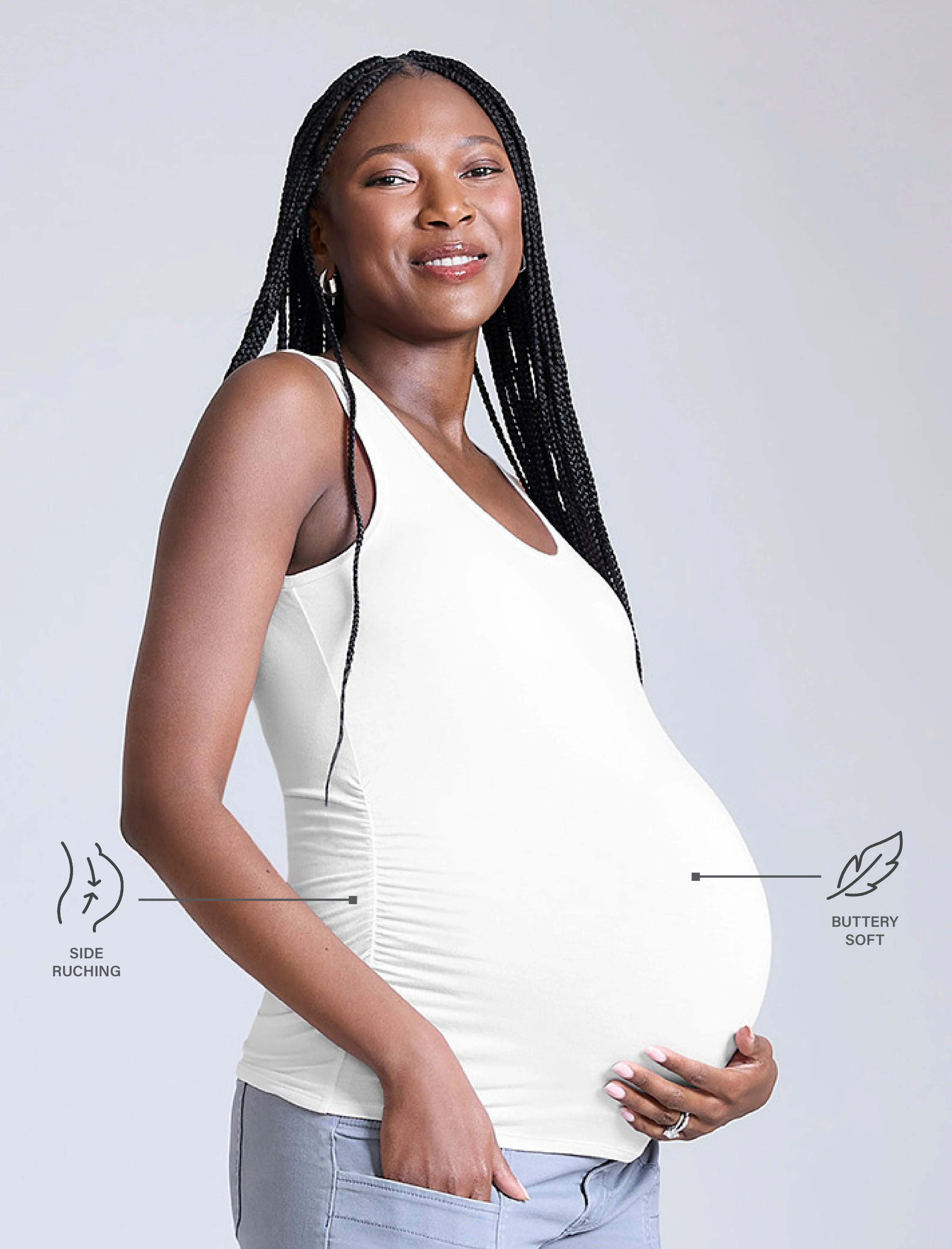 Side Ruched Maternity Tank Top - Image 9