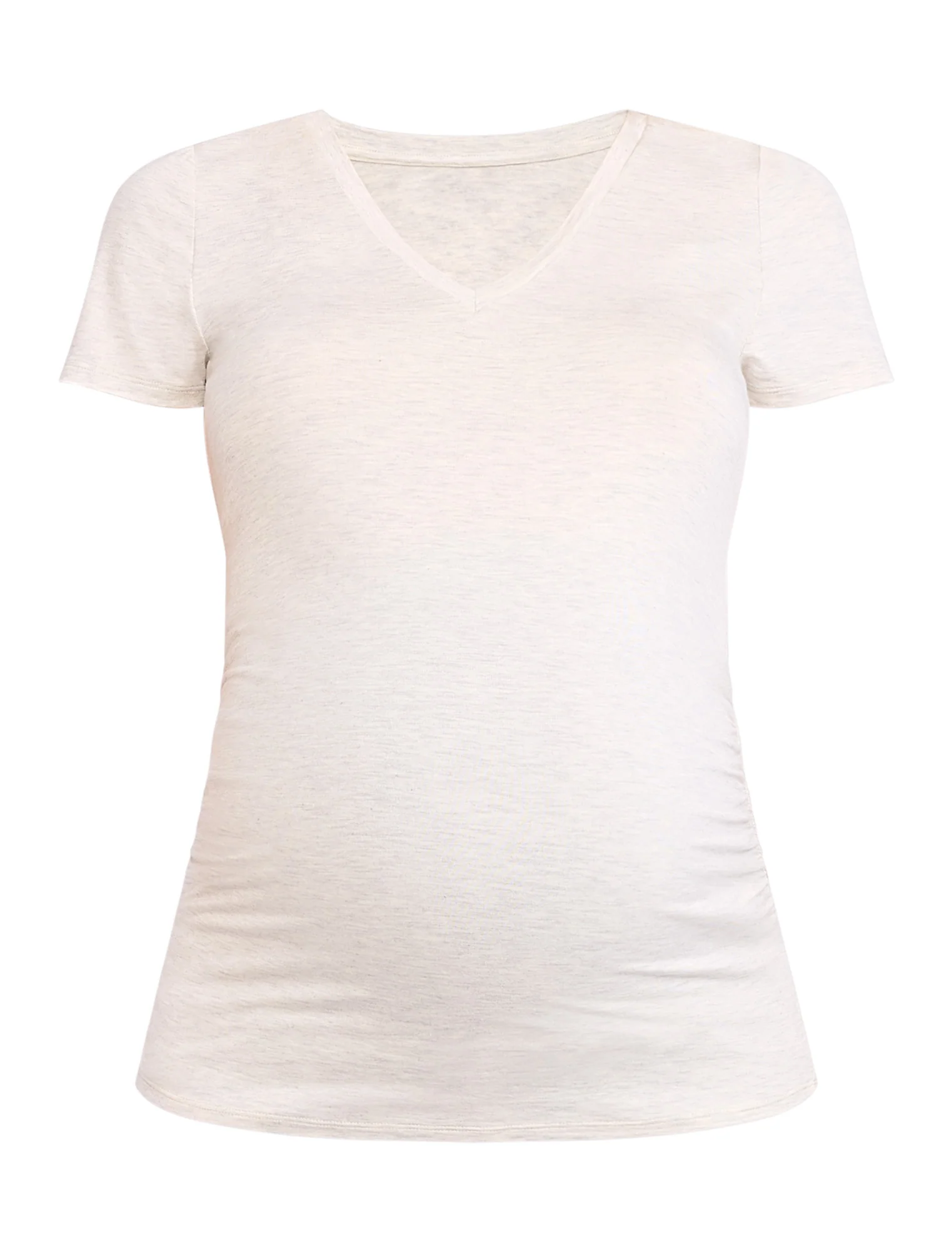 Side Ruched Short Sleeve V-Neck Maternity Tee - Image 6