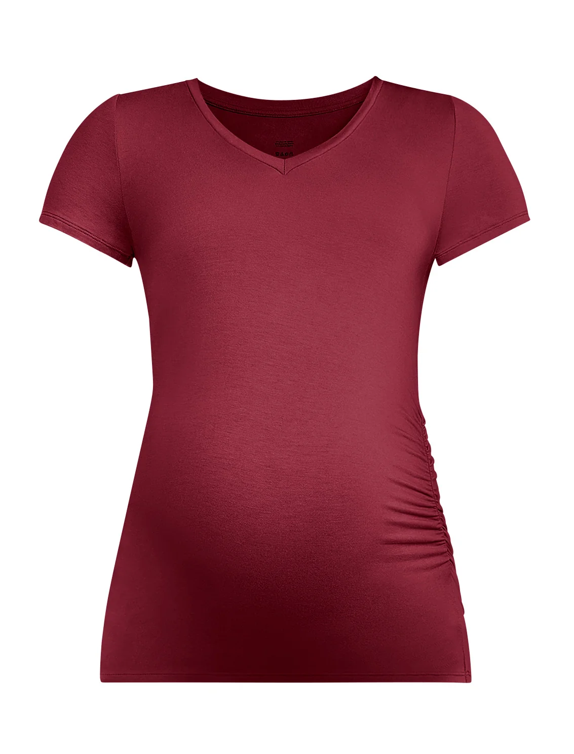 Side Ruched Short Sleeve V-Neck Maternity Tee - Image 6