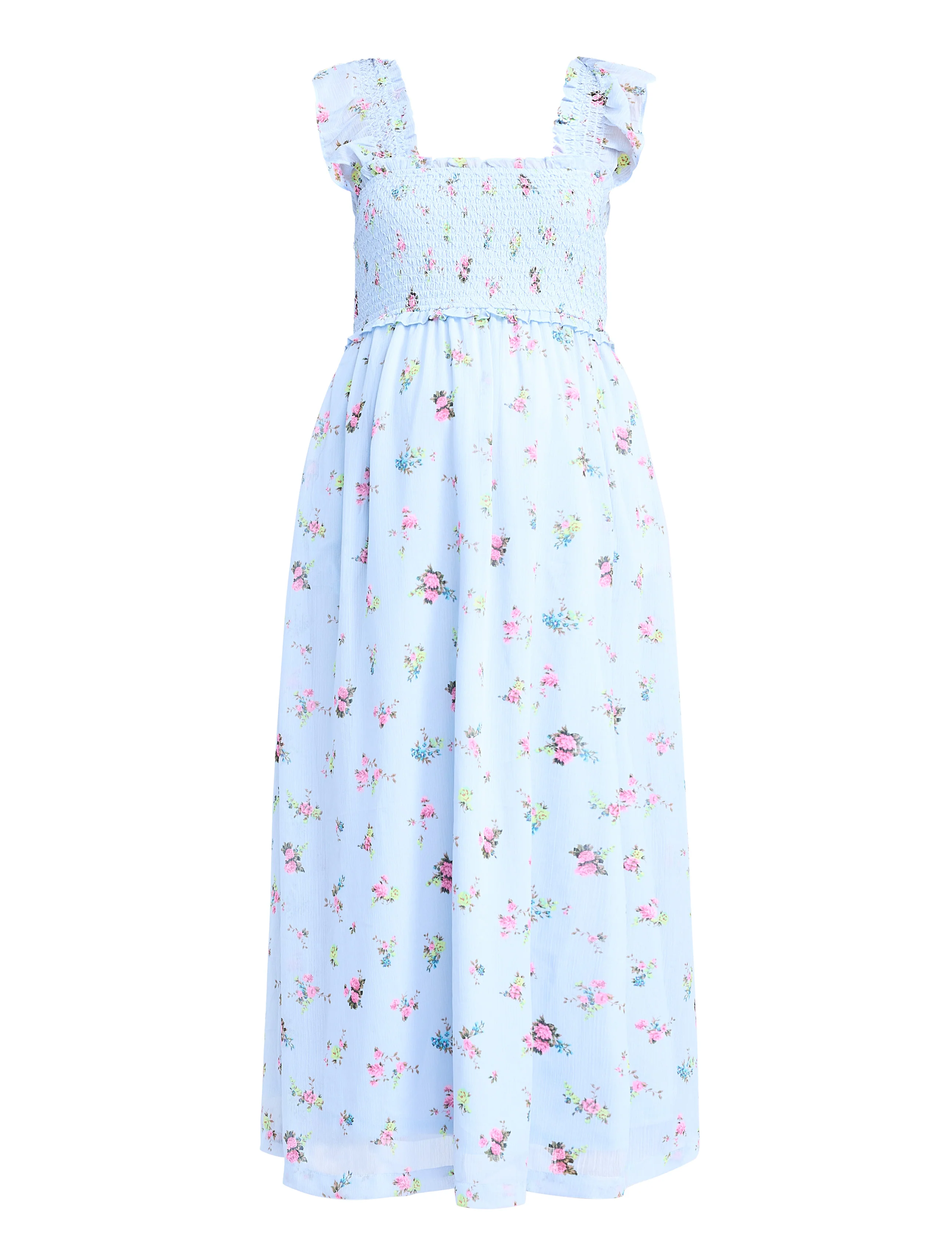 Sleeveless Ruffle Shoulder Smocked Dress - Image 6
