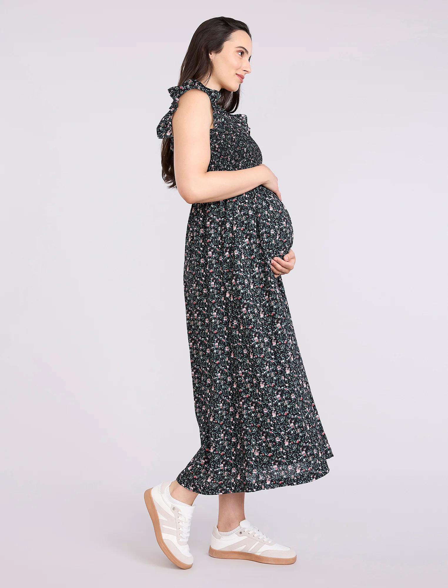 Sleeveless Ruffle Shoulder Smocked Maxi Dress - Image 3