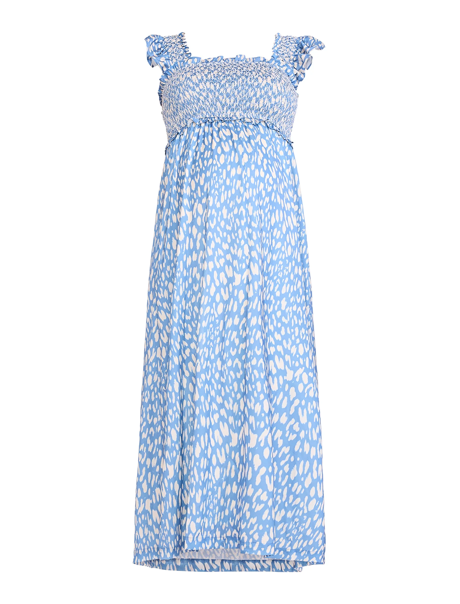 Sleeveless Ruffle Shoulder Smocked Maxi Dress - Image 6