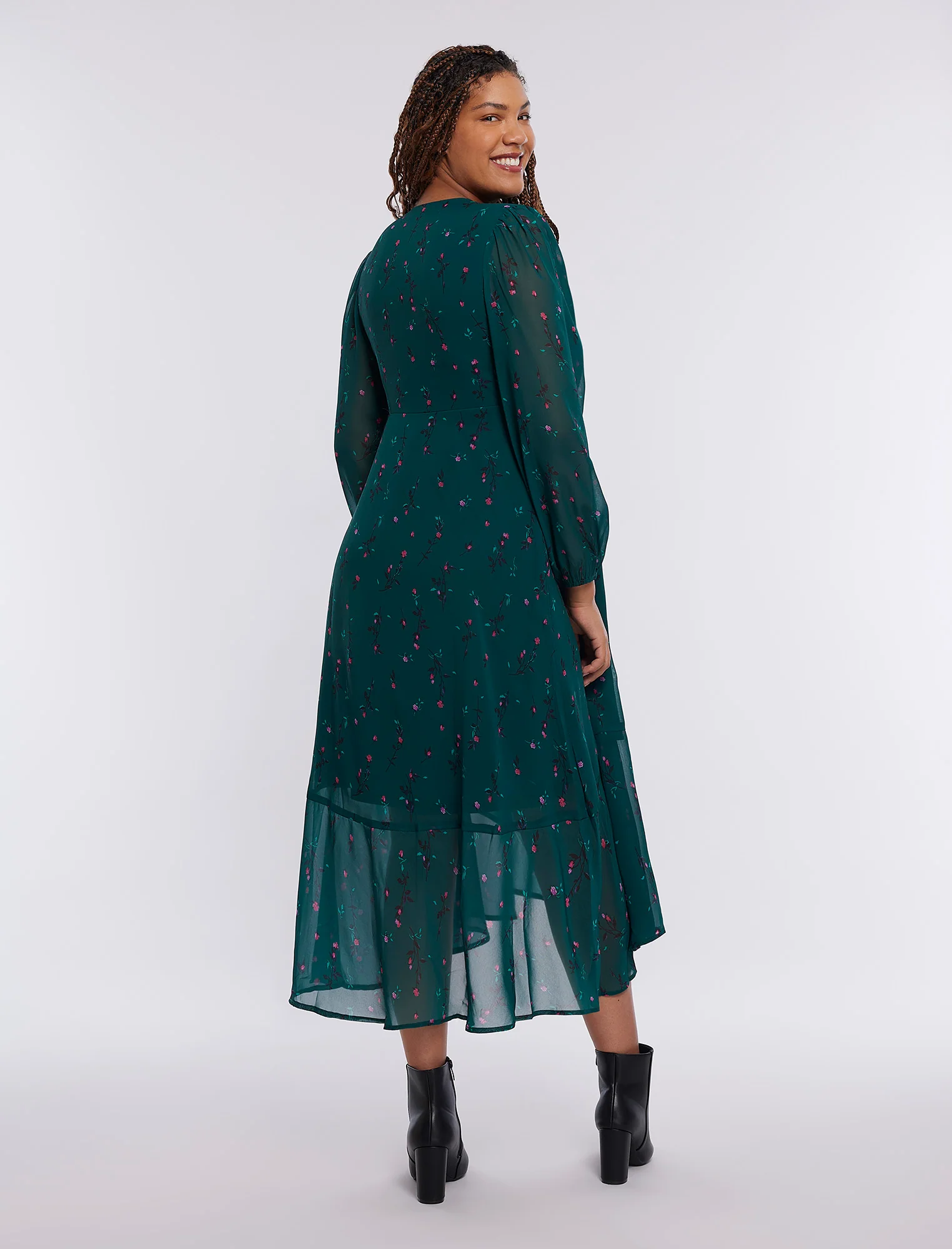Wrap Flounce Midi Dress - Image 2