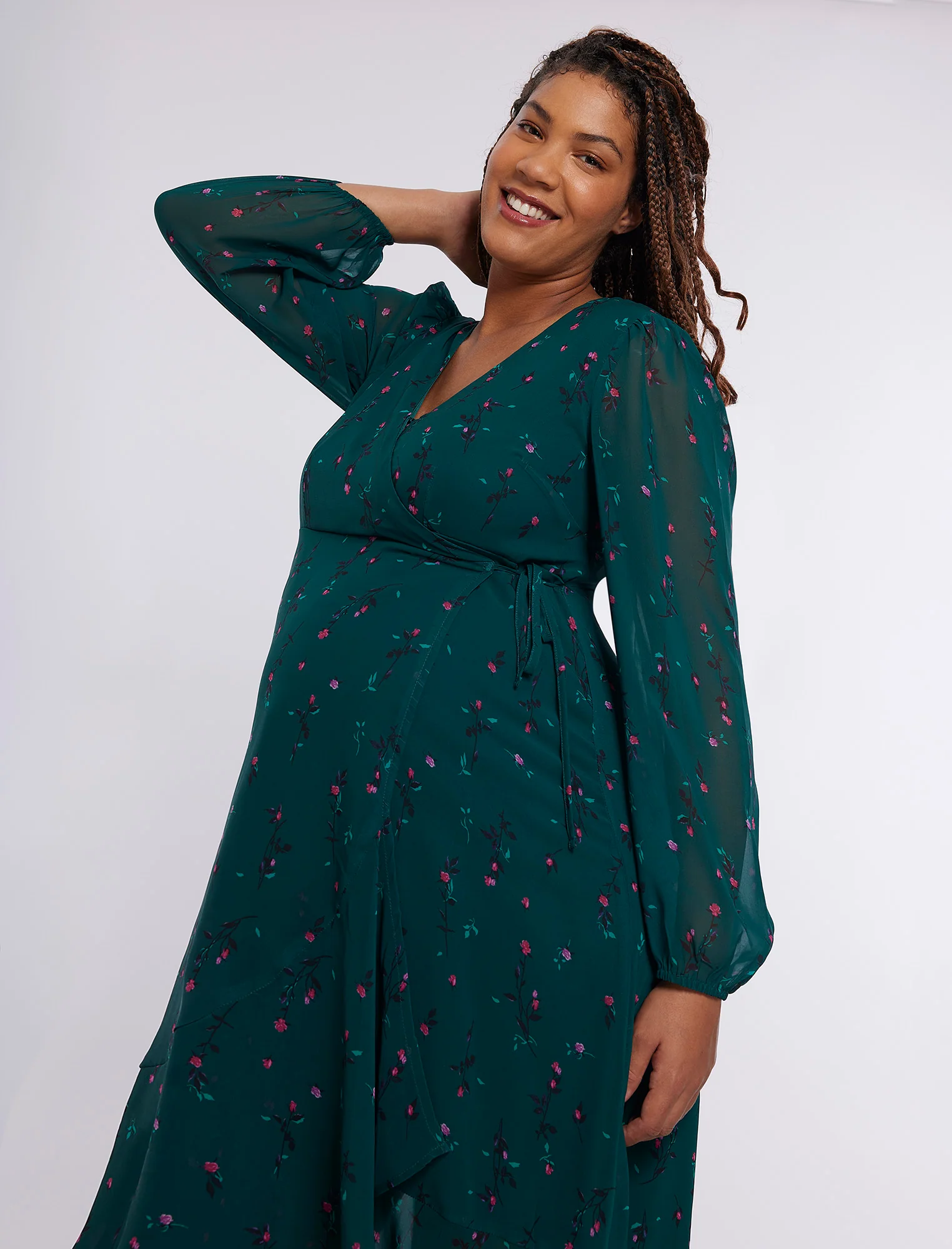 Wrap Flounce Midi Dress - Image 4